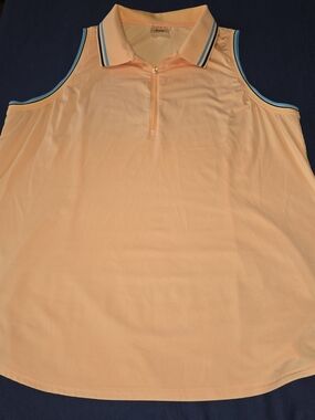 Jofit Sleeveless Golf Shirt Sz XXL Zip Front Collared Peach Pickleball Tennis